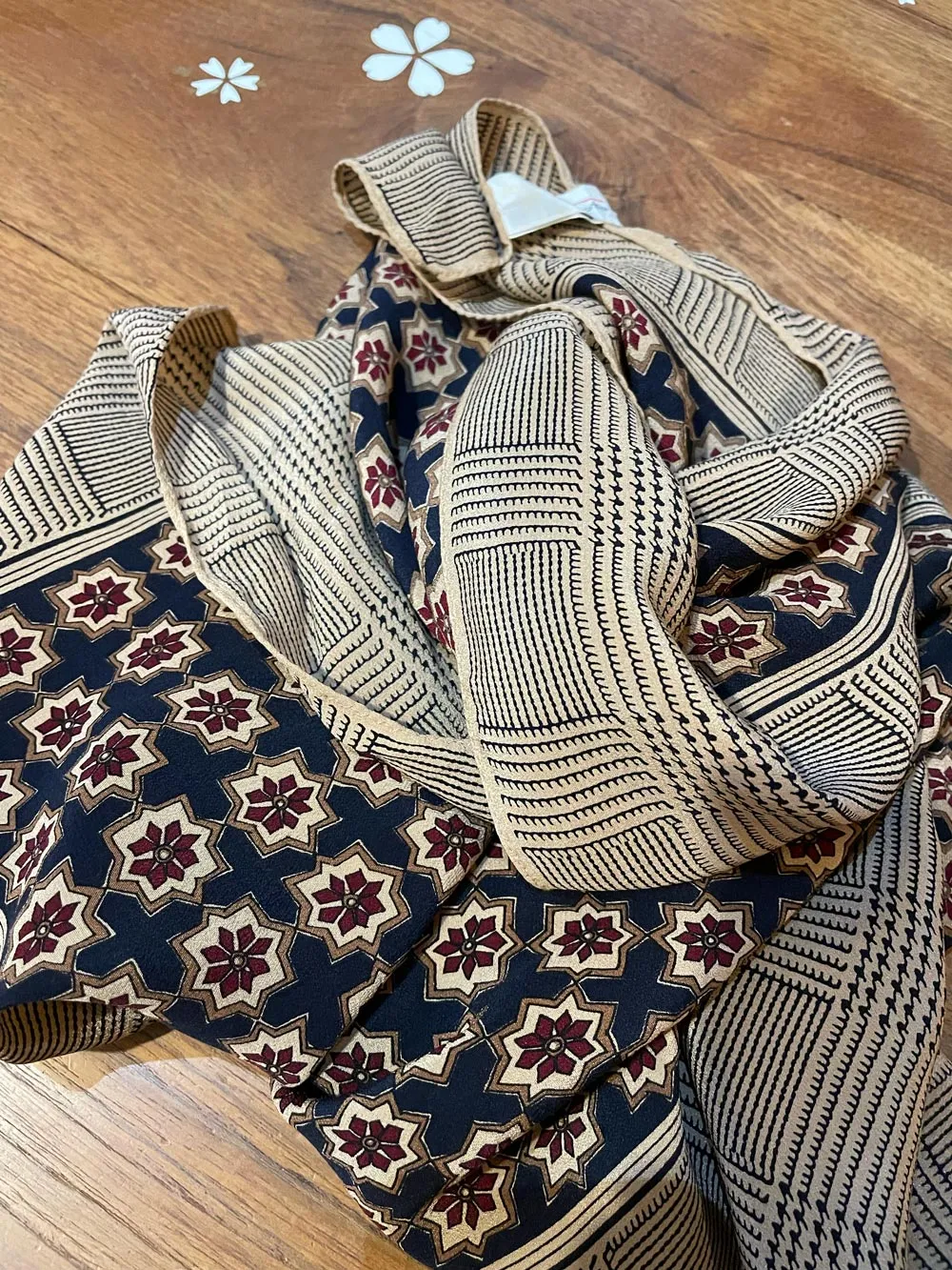 vintage talbots houndstooth trim silk scarf sold by Good Market Thrift Store