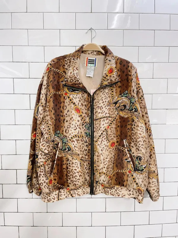 vintage evr chain animal print silk bomber jacket sold by Good Market Thrift Store