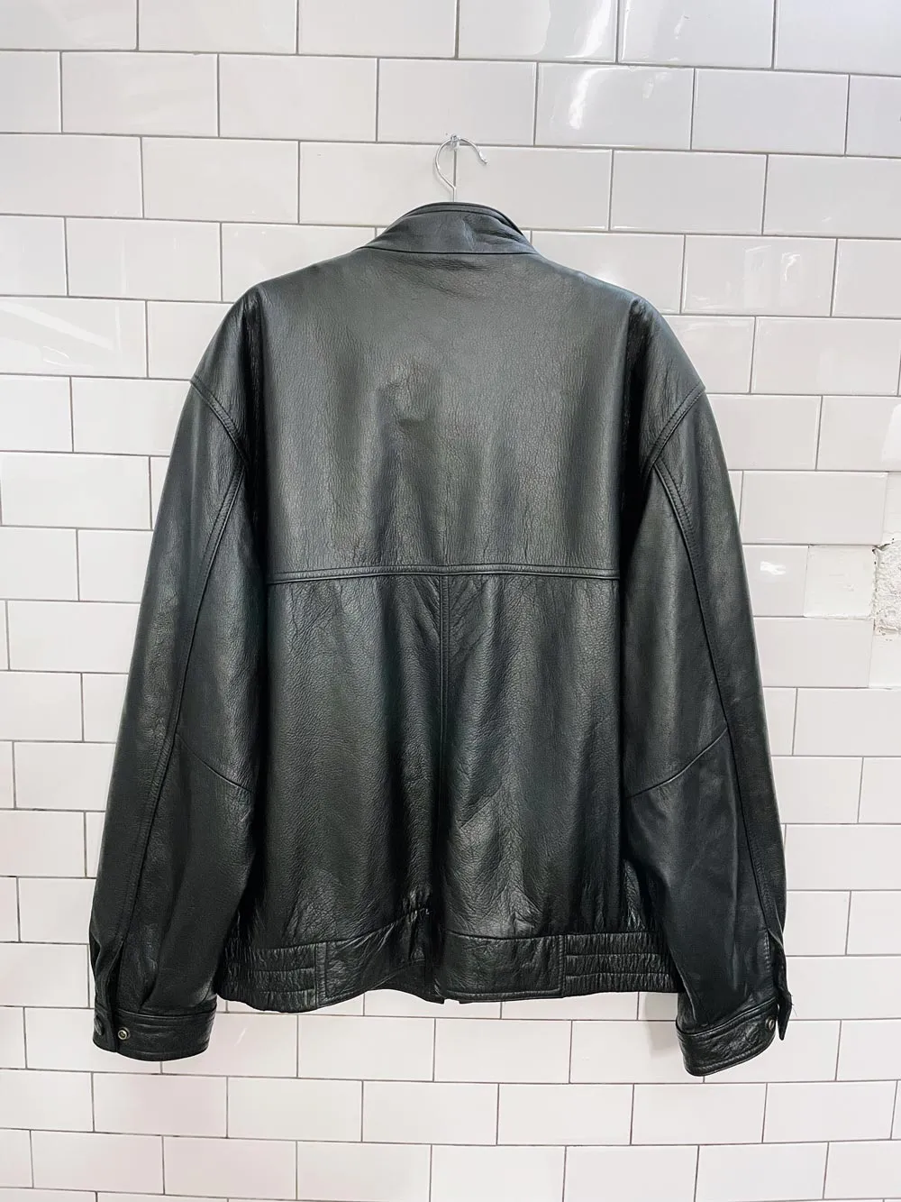 vintage danier heavy leather bomber jacket sold by Good Market Thrift Store product image thumbnail 3
