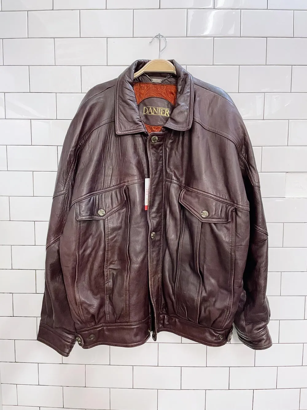 vintage 80s danier butter leather bomber jacket sold by Good Market Thrift Store