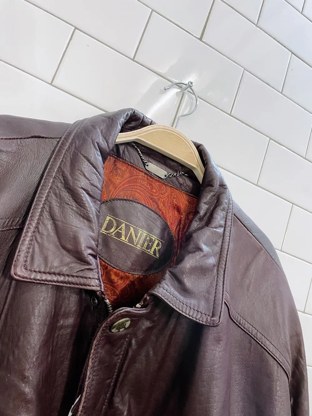 vintage 80s danier butter leather bomber jacket sold by Good Market Thrift Store product image thumbnail 2