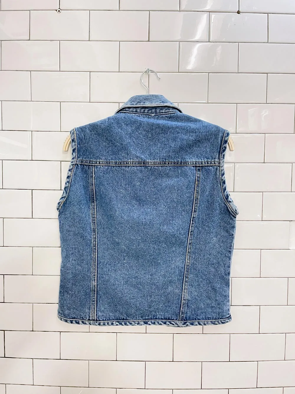 vintage 90s chazzz zip denim vest sold by Good Market Thrift Store product image thumbnail 3