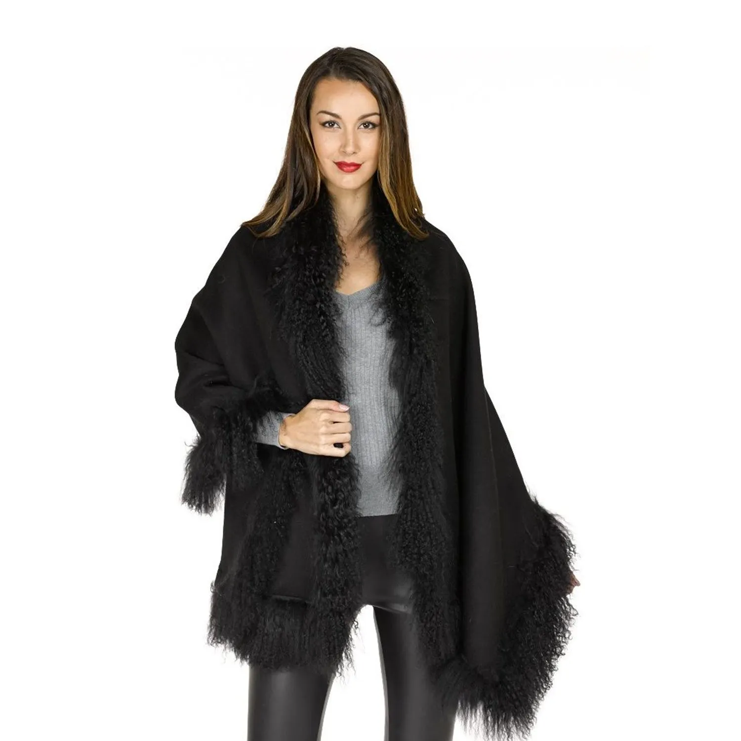 frr mongolian lamb trim blanket scarf shawl sold by Good Market Thrift Store