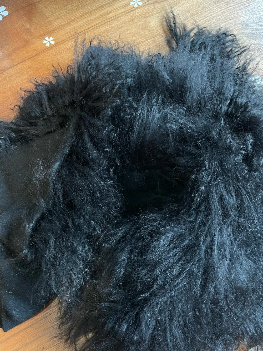 frr mongolian lamb trim blanket scarf shawl sold by Good Market Thrift Store product image thumbnail 4