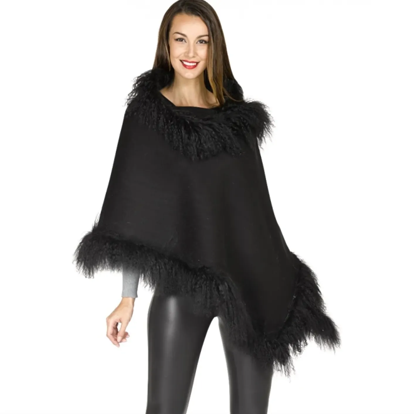 frr mongolian lamb trim blanket scarf shawl sold by Good Market Thrift Store product image thumbnail 3