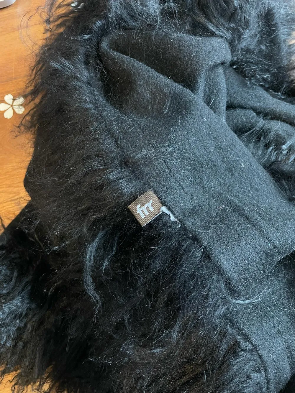 frr mongolian lamb trim blanket scarf shawl sold by Good Market Thrift Store product image thumbnail 2