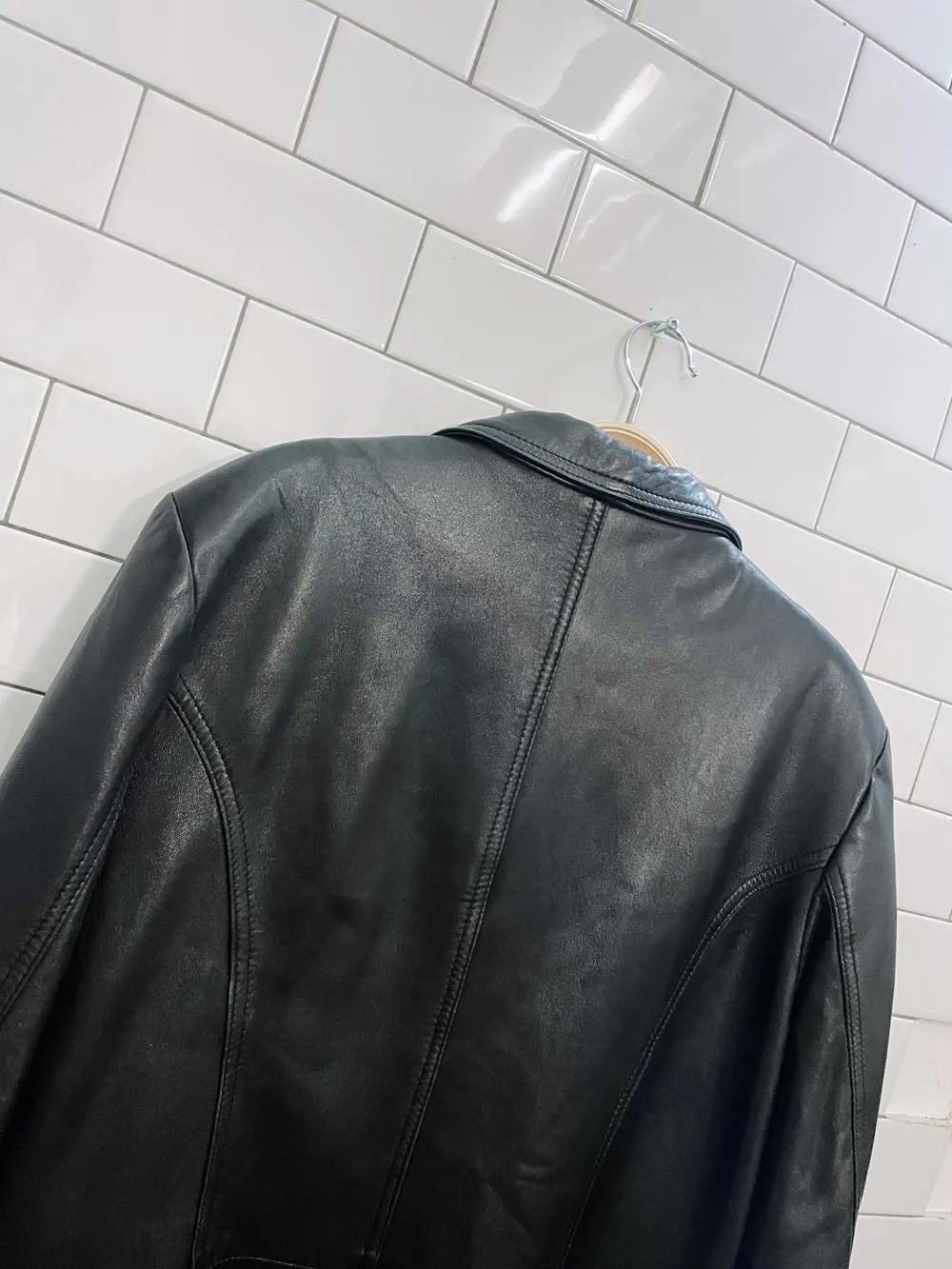 vintage 00s danier minimal butter leather jacket sold by Good Market Thrift Store product image thumbnail 3