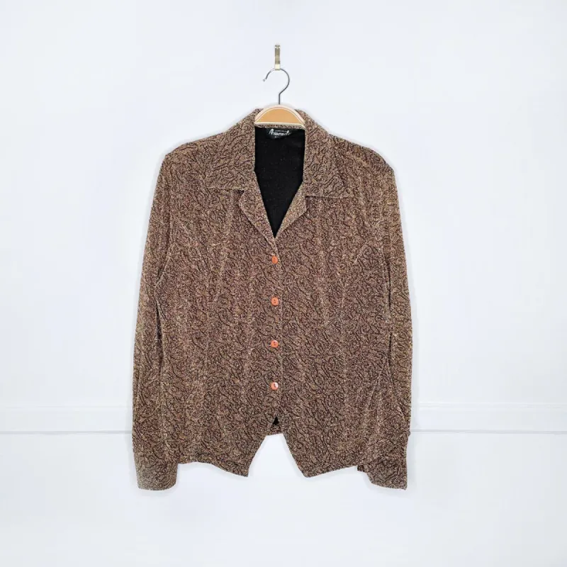 vintage amanda col. gold oversized shirt sold by Good Market Thrift Store