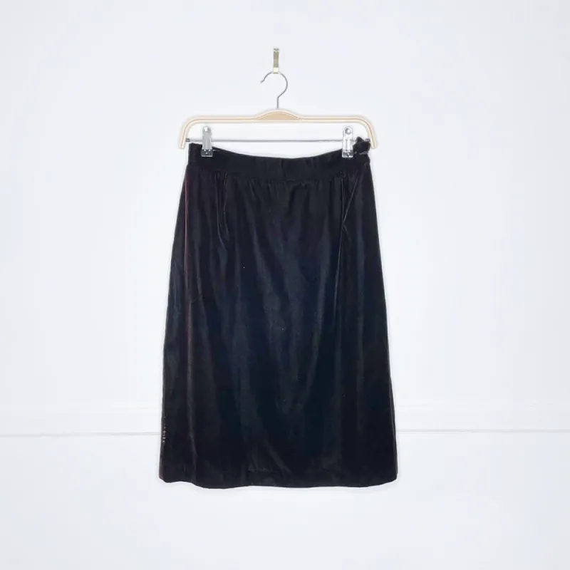 vintage tan f jay velvet knee length skirt sold by Good Market Thrift Store