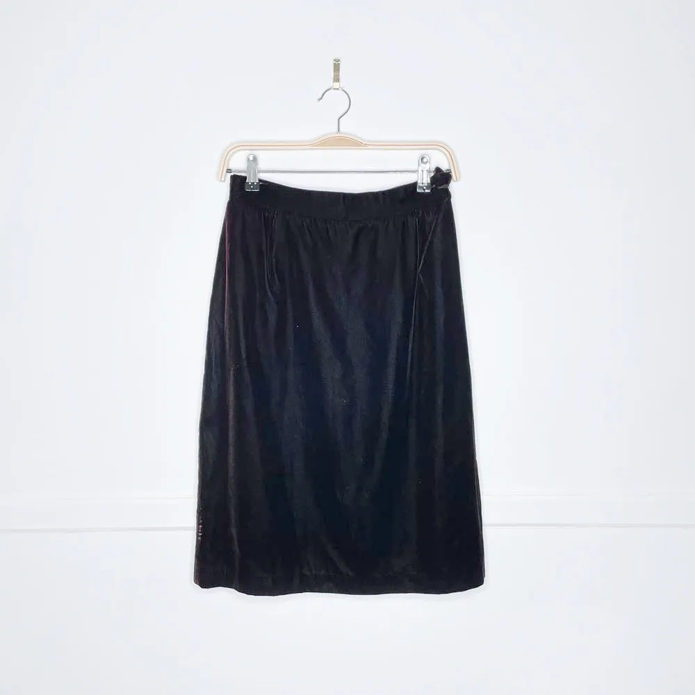 vintage tan f jay velvet knee length skirt sold by Good Market Thrift Store