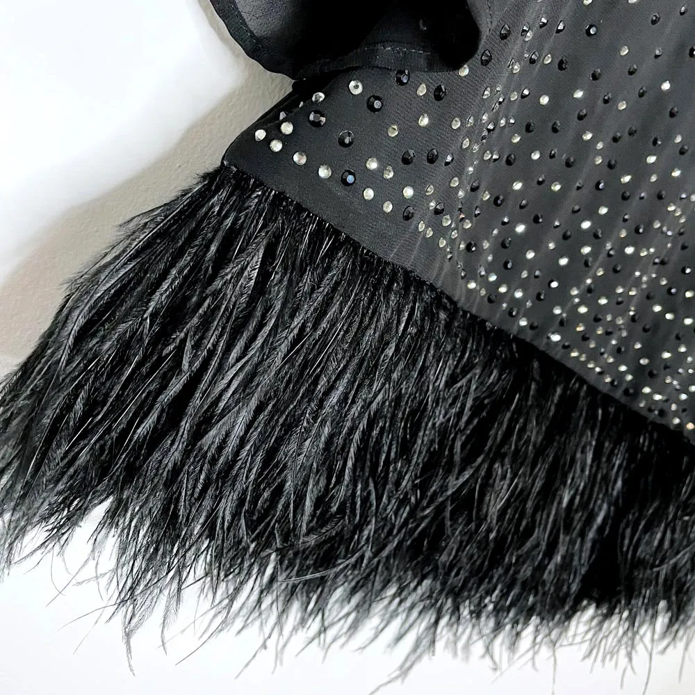 french connection ostrich feather trim blouse sold by Good Market Thrift Store product image thumbnail 2