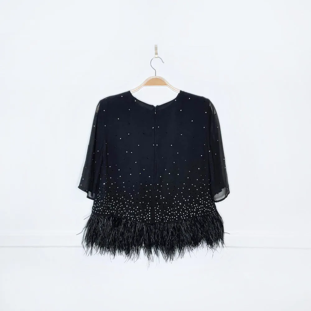 french connection ostrich feather trim blouse sold by Good Market Thrift Store product image thumbnail 4
