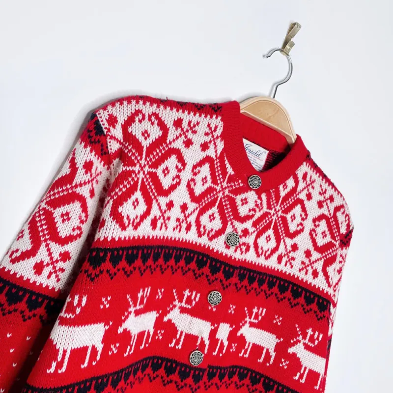 vintage 70s jersild swiss reindeer knit cardigan sold by Good Market Thrift Store
