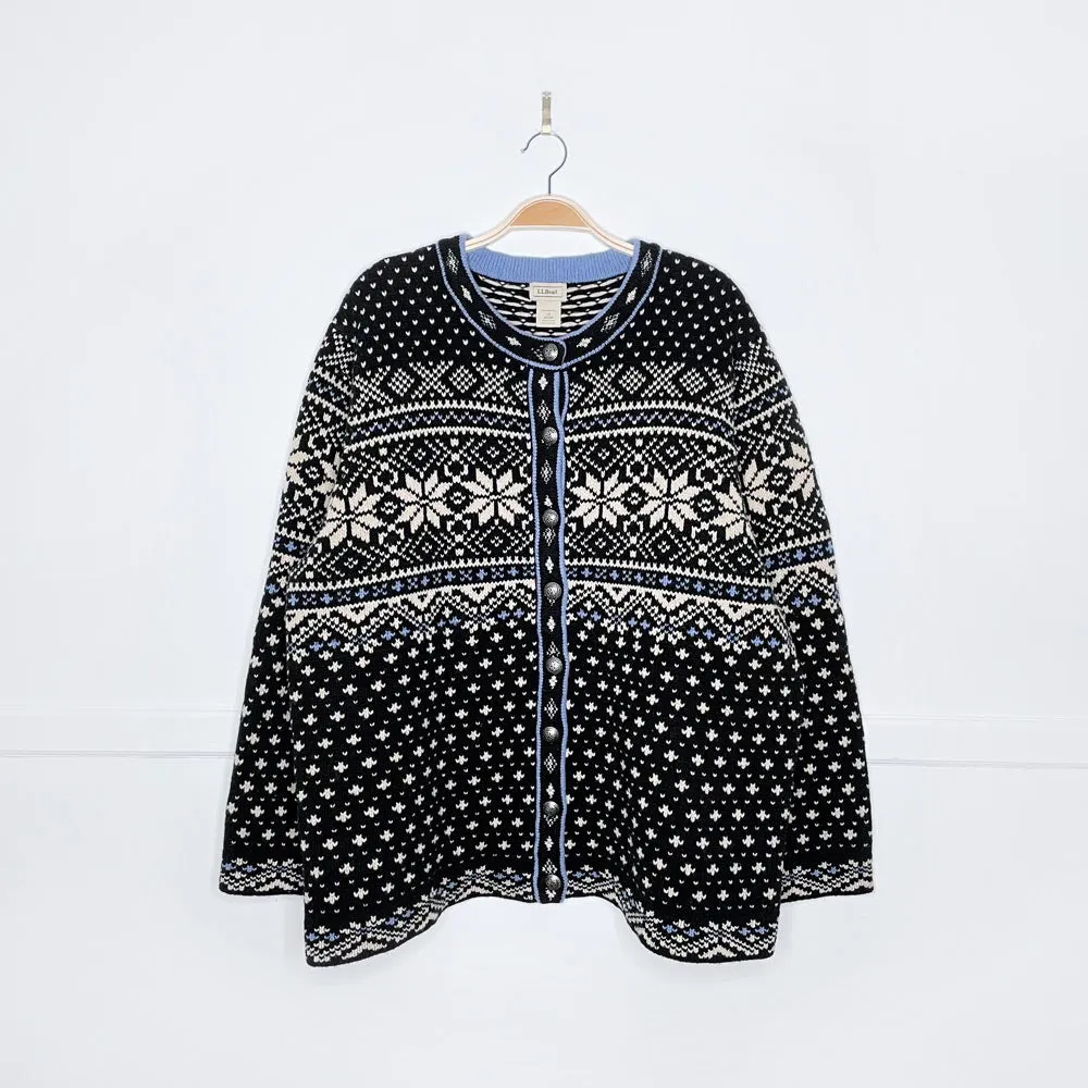 vintage ll bean nordic snowflake knit cardigan sold by Good Market Thrift Store