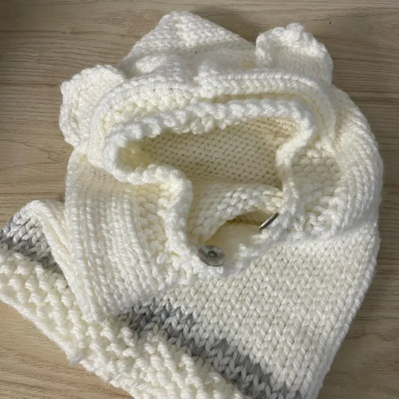 hand-knit hoodie snood with ears sold by Good Market Thrift Store
