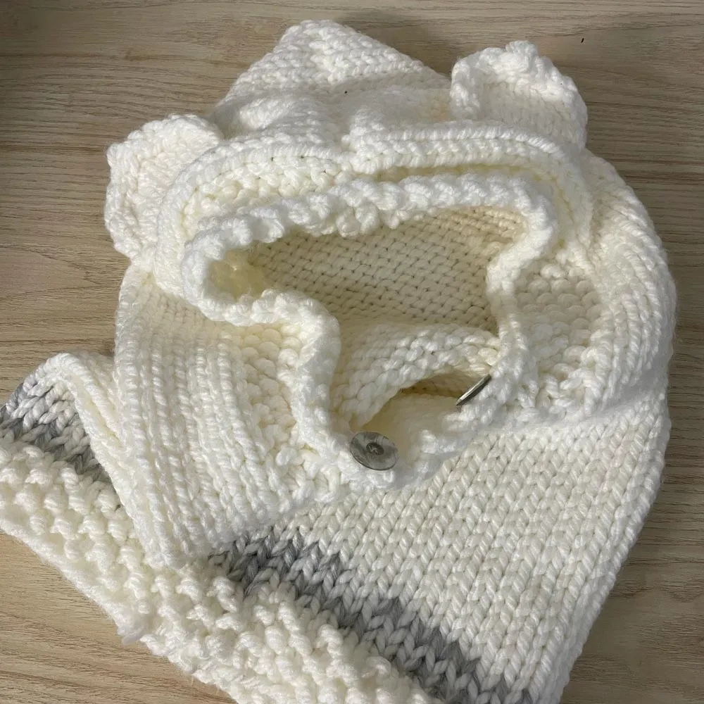 hand-knit hoodie snood with ears sold by Good Market Thrift Store