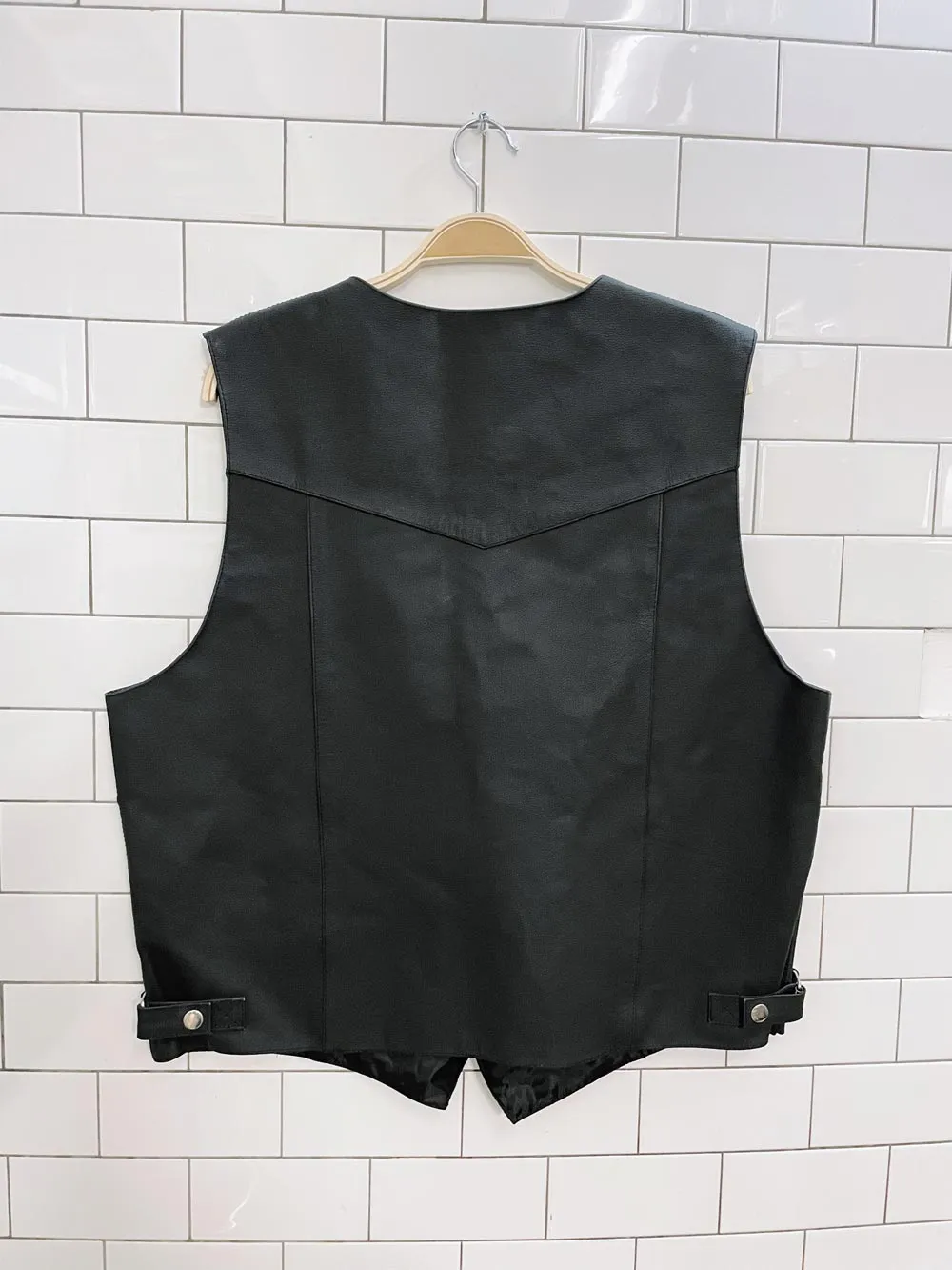 vintage brubaker leather biker vest sold by Good Market Thrift Store product image thumbnail 3