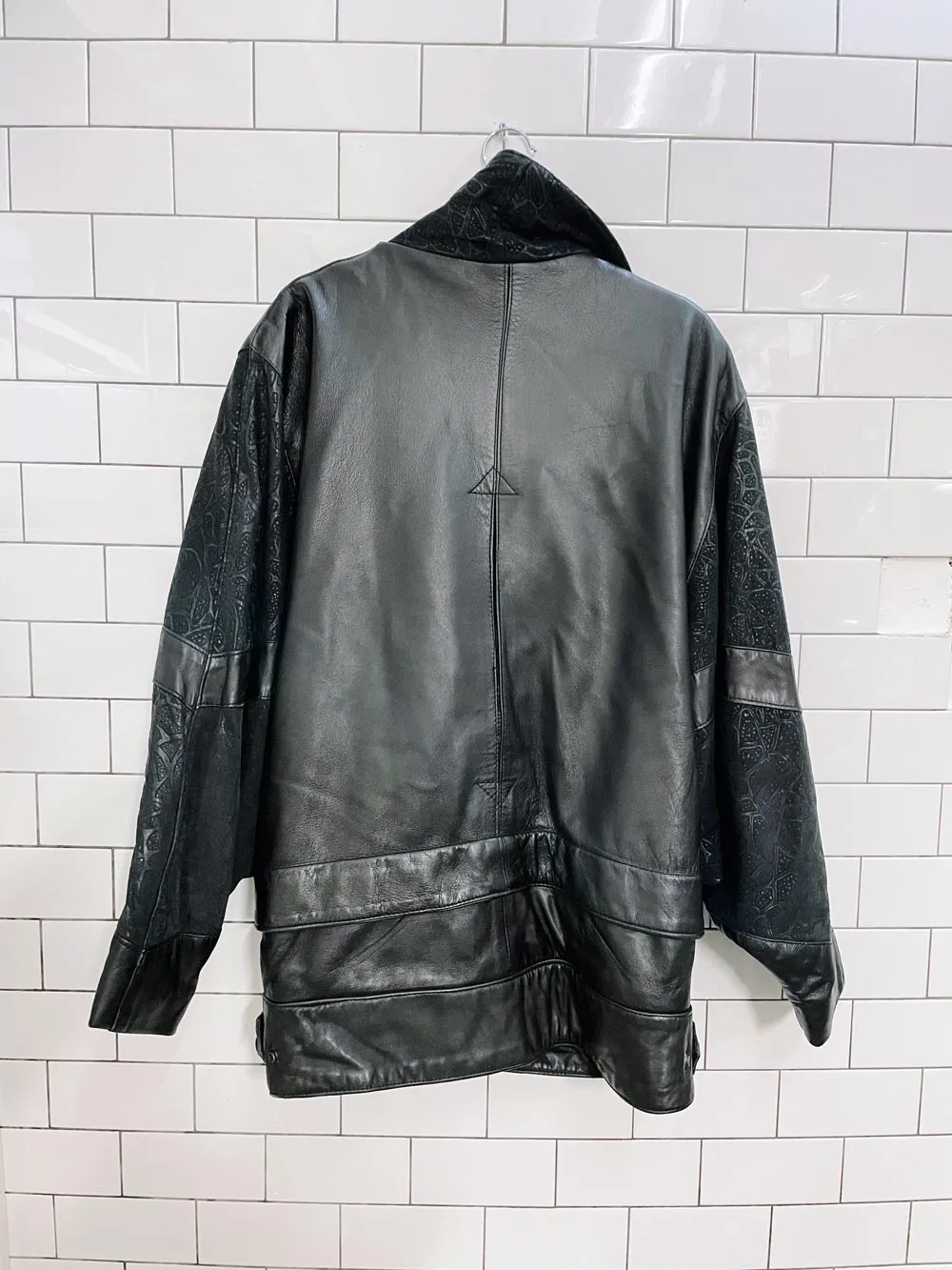 vintage 80s batwing butter leather jacket sold by Good Market Thrift Store product image thumbnail 3