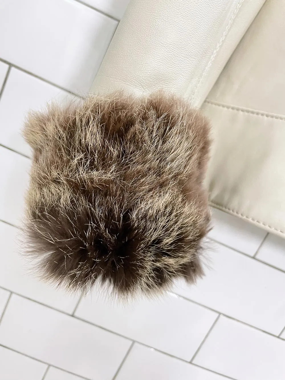 vintage 00s danier rabbit cuff leather jacket sold by Good Market Thrift Store product image thumbnail 2