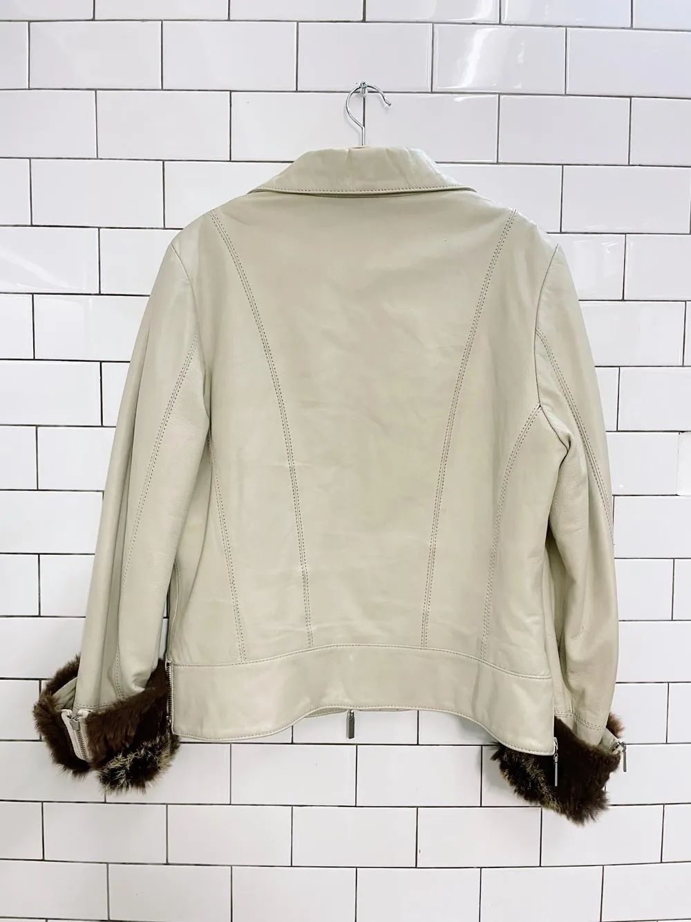 vintage 00s danier rabbit cuff leather jacket sold by Good Market Thrift Store product image thumbnail 3