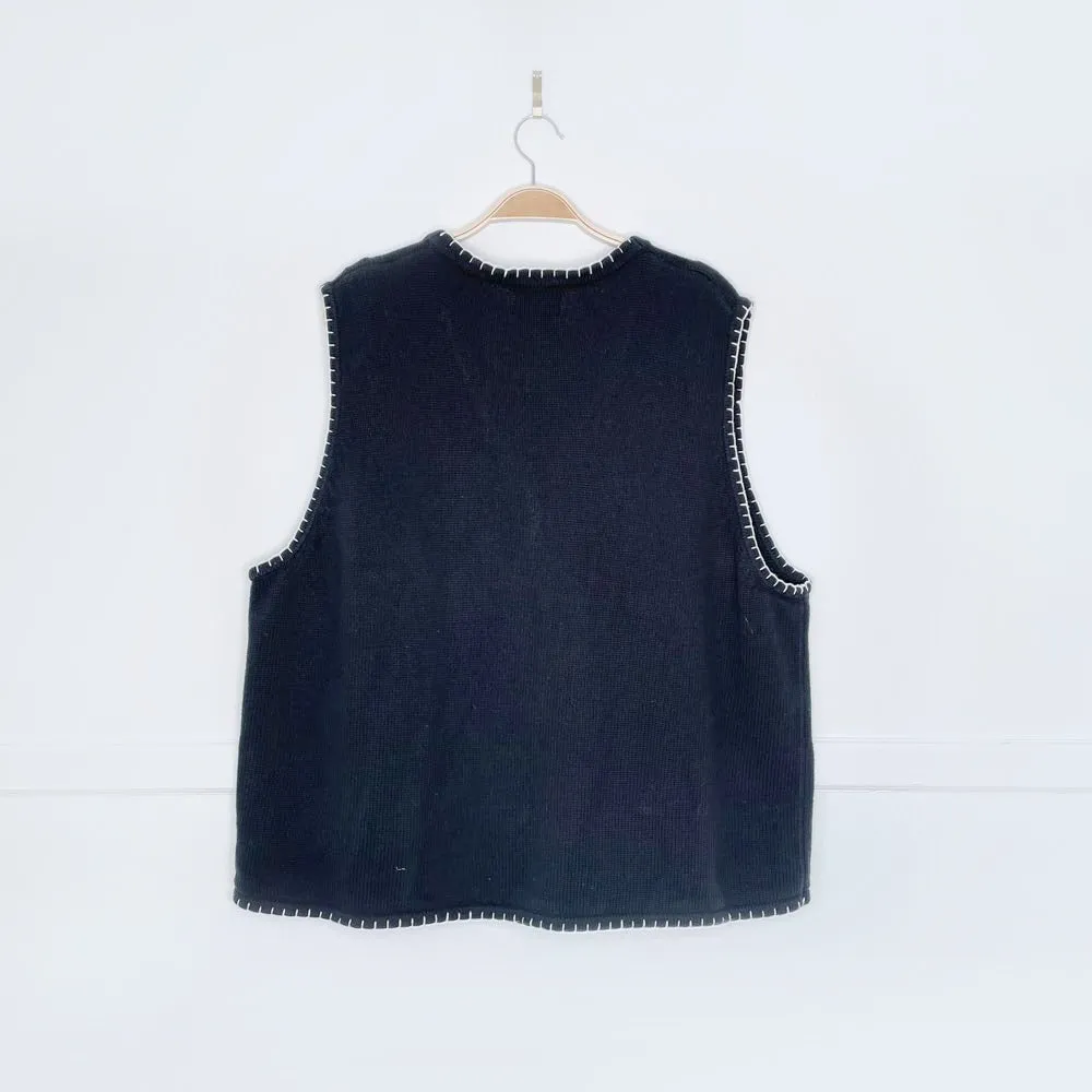 vintage 00s tradition plus blanket stitch snowman knit vest sold by Good Market Thrift Store product image thumbnail 3