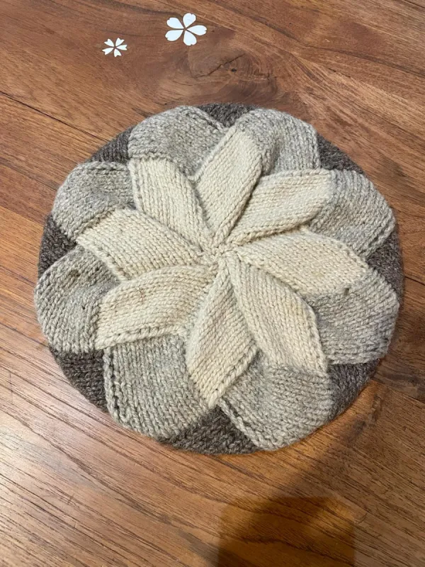 vintage wool basketweave knit beret sold by Good Market Thrift Store