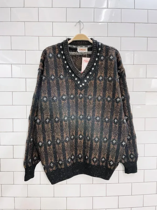 vintage tundra wool v-neck dad sweater sold by Good Market Thrift Store