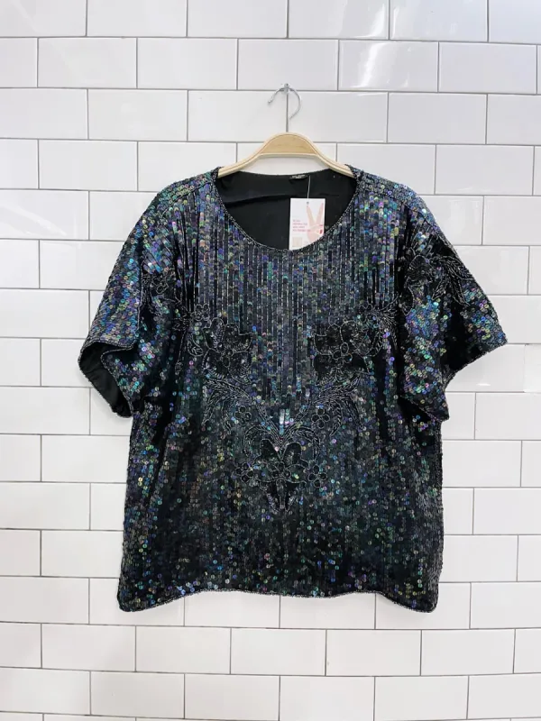 vintage sequin floral party top sold by Good Market Thrift Store