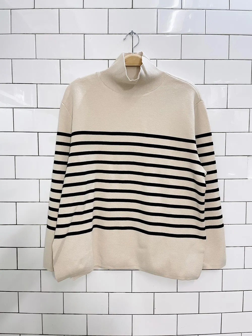 nwt h&m oversized striped knit turtleneck sold by Good Market Thrift Store