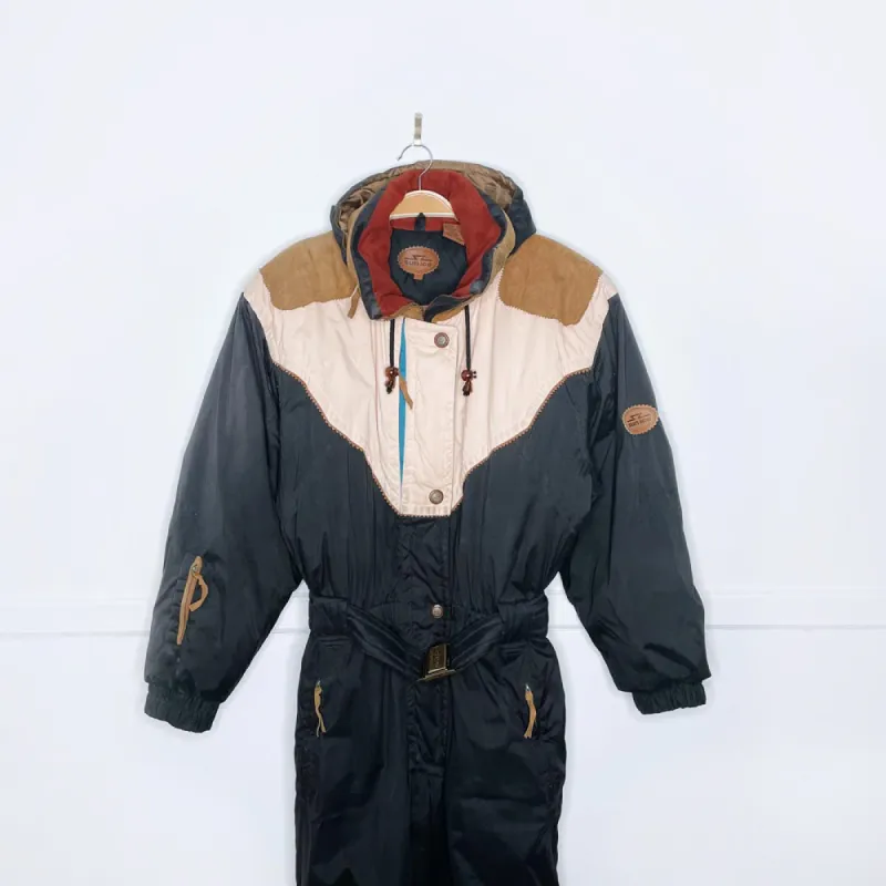 vintage sunice leather trim puffer ski suit sold by Good Market Thrift Store