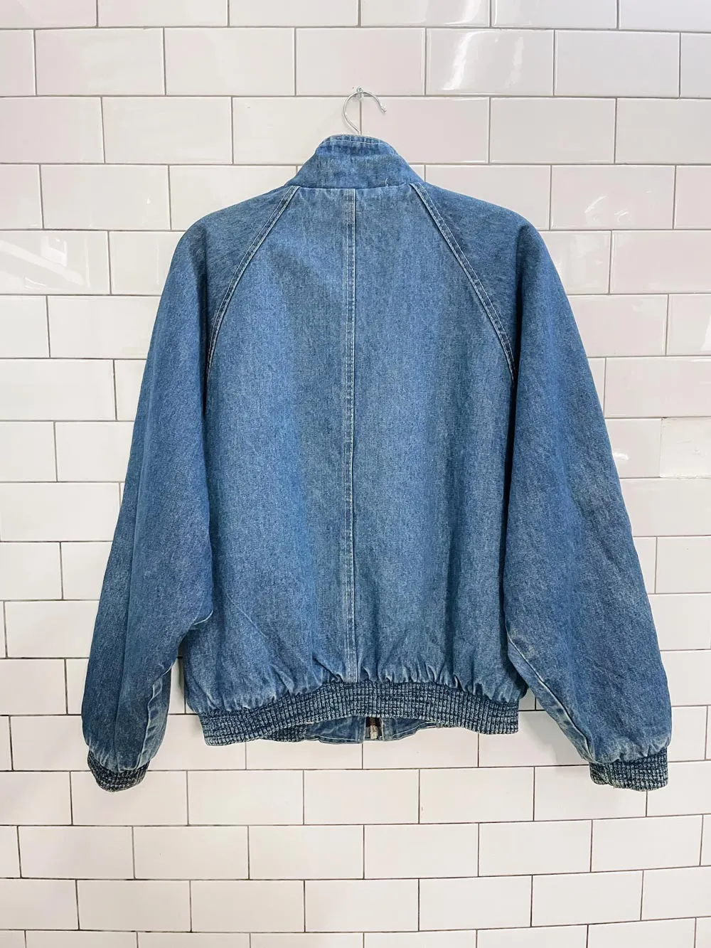 vintage newface sherpa lined denim bomber jacket sold by Good Market Thrift Store product image thumbnail 3