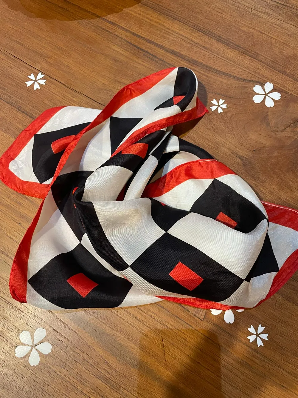 vintage satin harlequin diamond scarf sold by Good Market Thrift Store