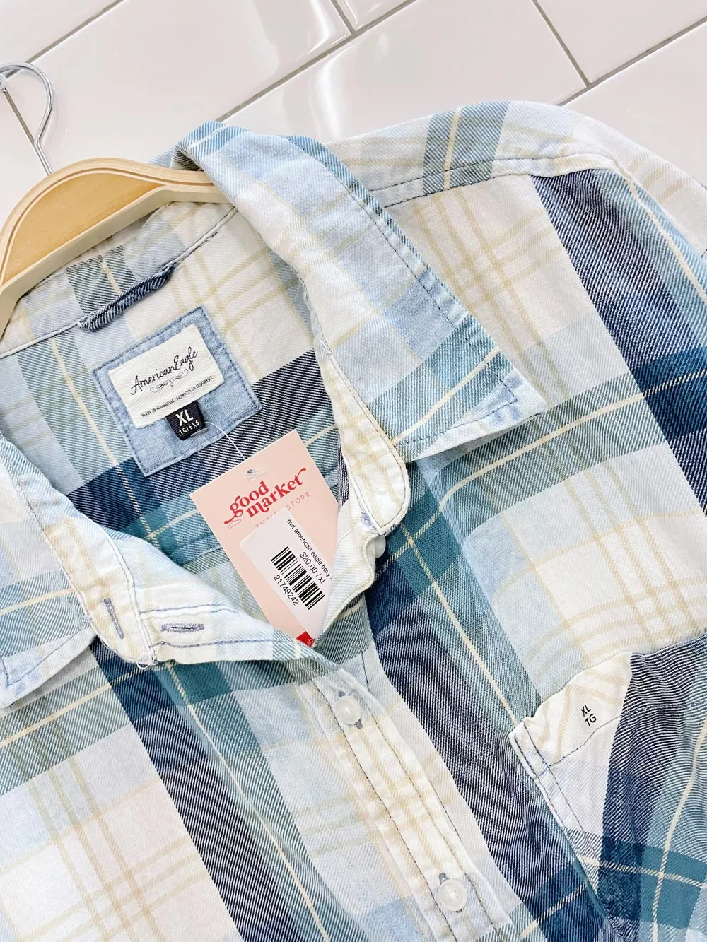 nwt american eagle boxy flannel shirt sold by Good Market Thrift Store product image thumbnail 2