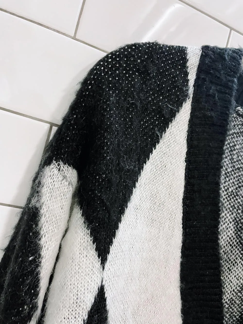 h&m oversized argyle knit cardigan sold by Good Market Thrift Store product image thumbnail 2