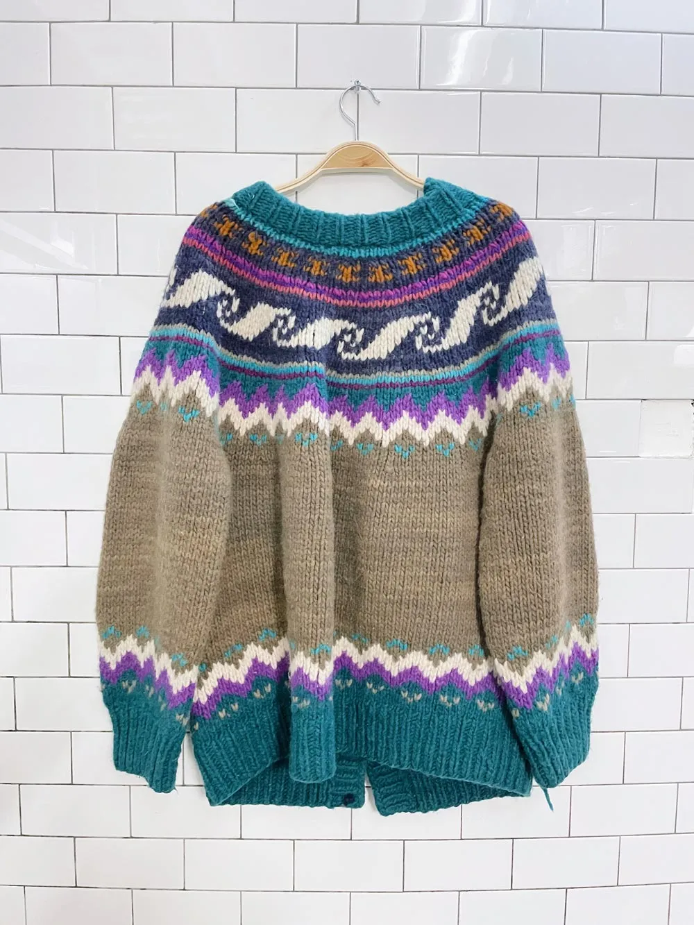 vintage nueva 100% wool chunky cardigan jacket sold by Good Market Thrift Store product image thumbnail 3