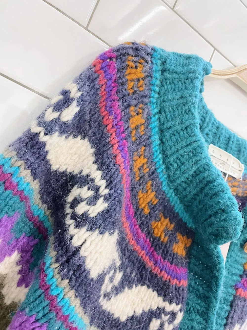 vintage nueva 100% wool chunky cardigan jacket sold by Good Market Thrift Store product image thumbnail 2