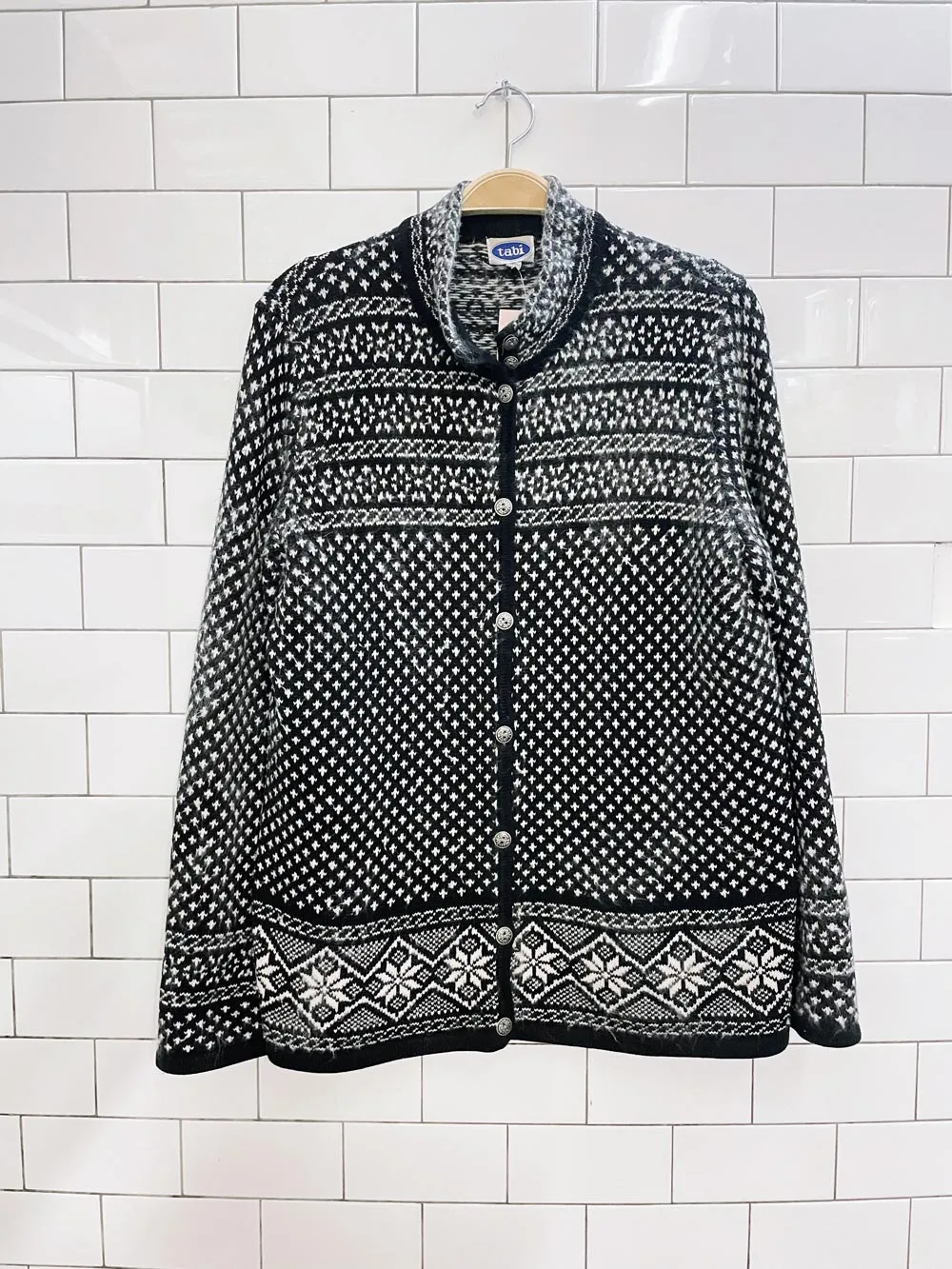 vintage tabi lambswool-angora nordic knit cardigan sold by Good Market Thrift Store