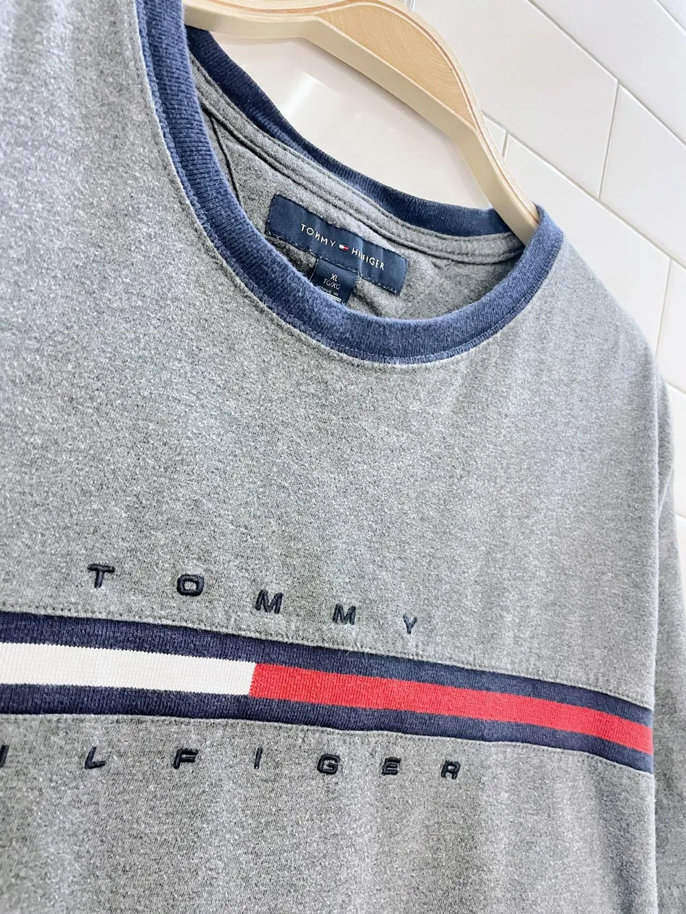 y2k tommy hilfiger flag tee sold by Good Market Thrift Store product image thumbnail 2