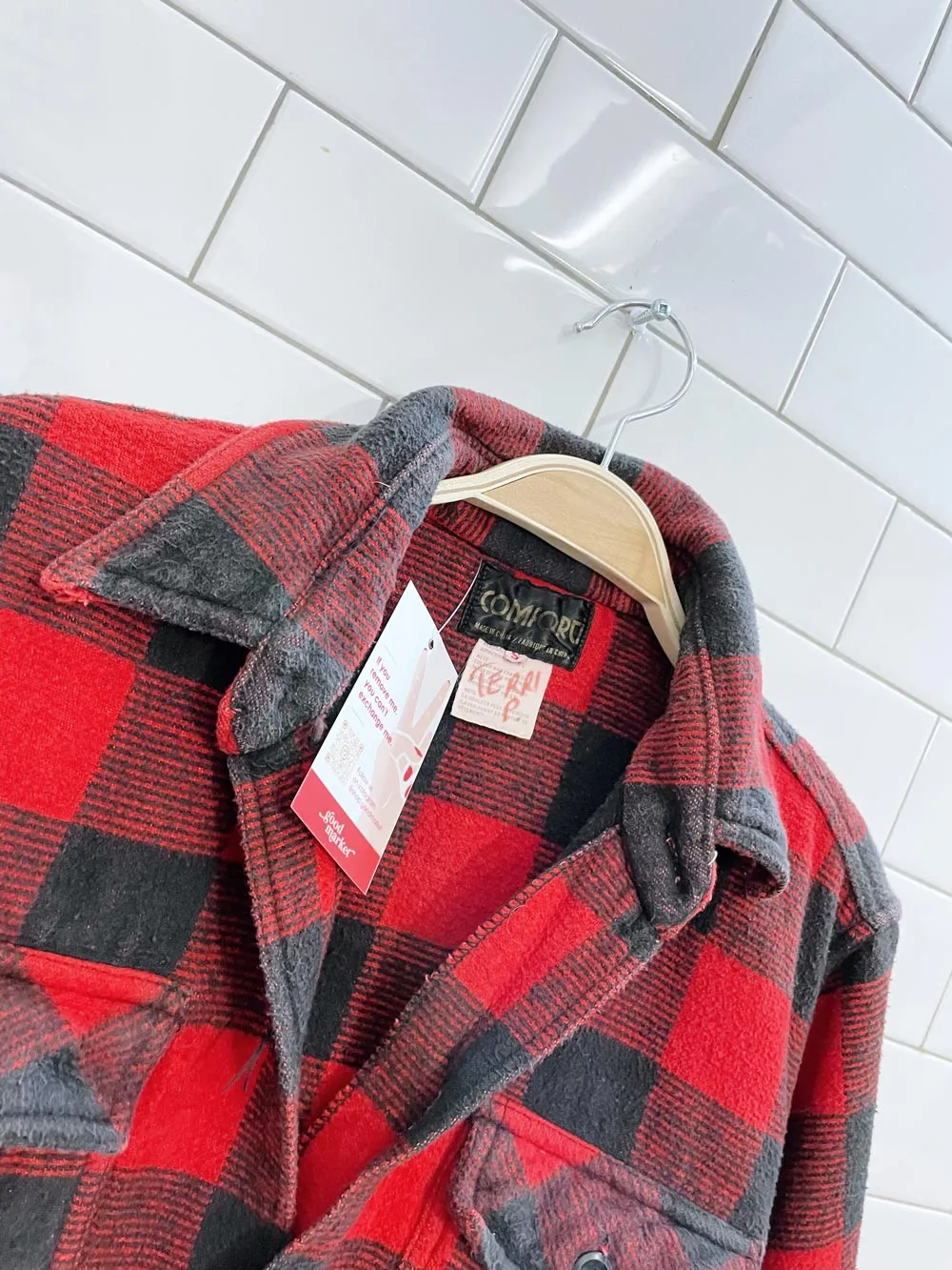 vintage comforti buffalo plaid heavy flannel shirt jacket sold by Good Market Thrift Store product image thumbnail 2