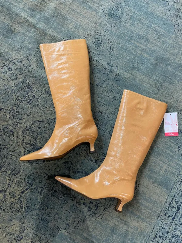l'intervalle patent low heel knee high boots sold by Good Market Thrift Store