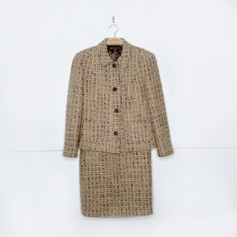 hugo boss wool-blend tweed skirt suit sold by Good Market Thrift Store