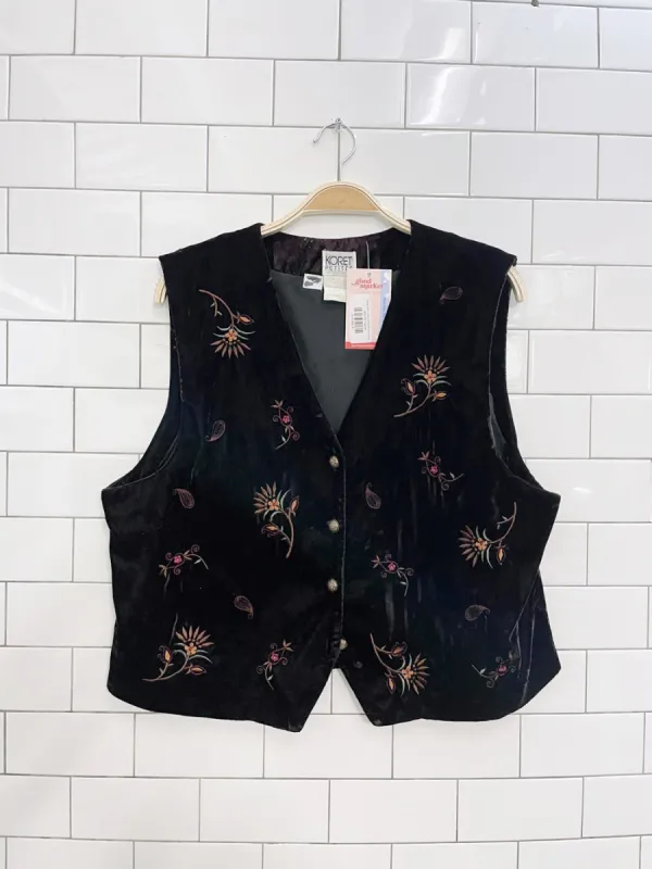 vintage koret velvet embroidered florals vest sold by Good Market Thrift Store
