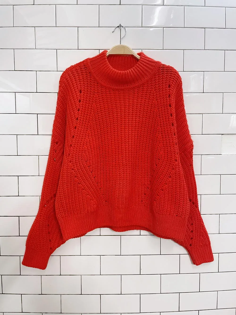 h&m chunky knit orange sweater sold by Good Market Thrift Store