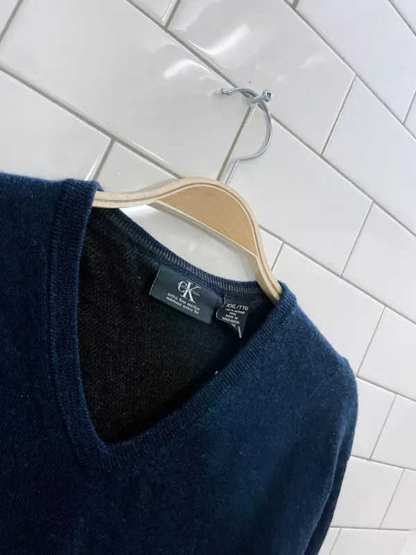 calvin klein extra fine merino wool v-neck sweater sold by Good Market Thrift Store