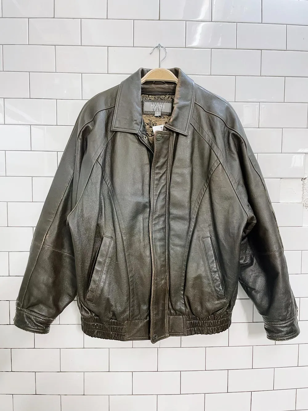 vintage wilsons heavy leather lined bomber jacket sold by Good Market Thrift Store