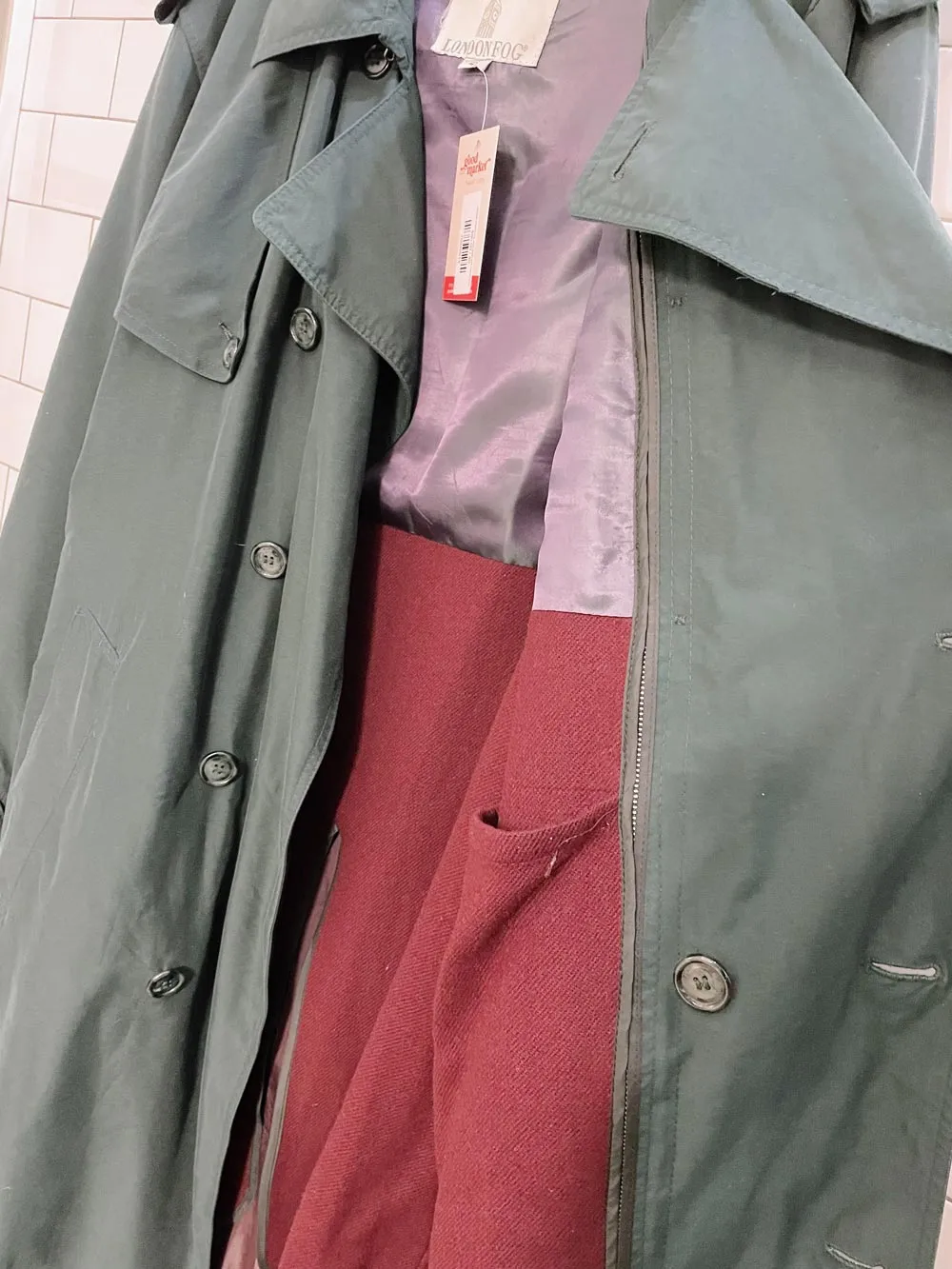 vintage london fog wool lined soft trench coat sold by Good Market Thrift Store product image thumbnail 5