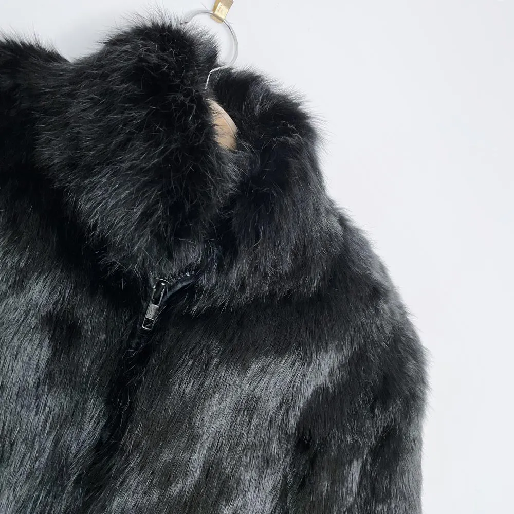 vintage 80s nikki rabbit fur bomber jacket sold by Good Market Thrift Store product image thumbnail 2