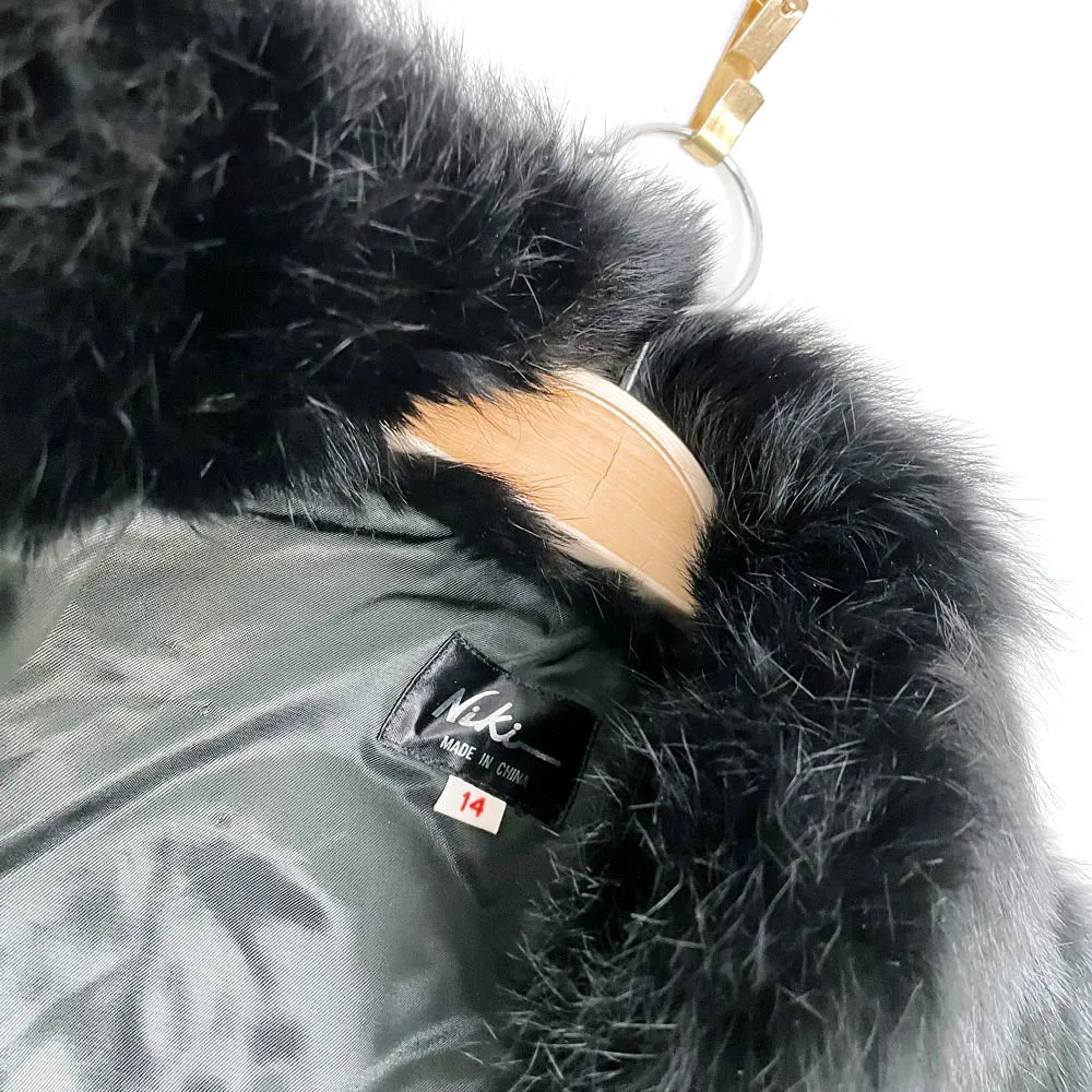 vintage 80s nikki rabbit fur bomber jacket sold by Good Market Thrift Store product image thumbnail 5