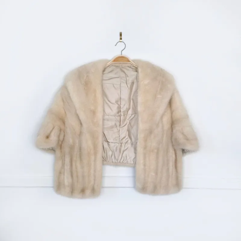 vintage 50s white mink fur stole sold by Good Market Thrift Store