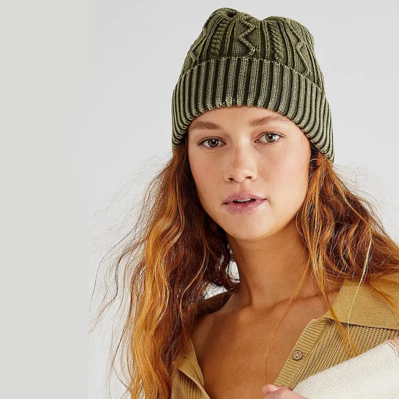 free people stormi washed cable beanie sold by Good Market Thrift Store